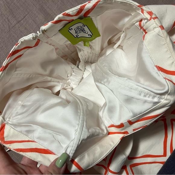 Elizabeth McKay White and Orange Mini Dress Size 4 Pockets Boning in bodice Hoco - Picture 8 of 8